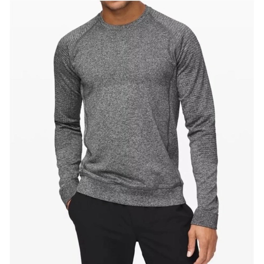 Lululemon Engineered Warmth Long Sleeve Crew Mens S Grey‎ Merino Wool Athletic